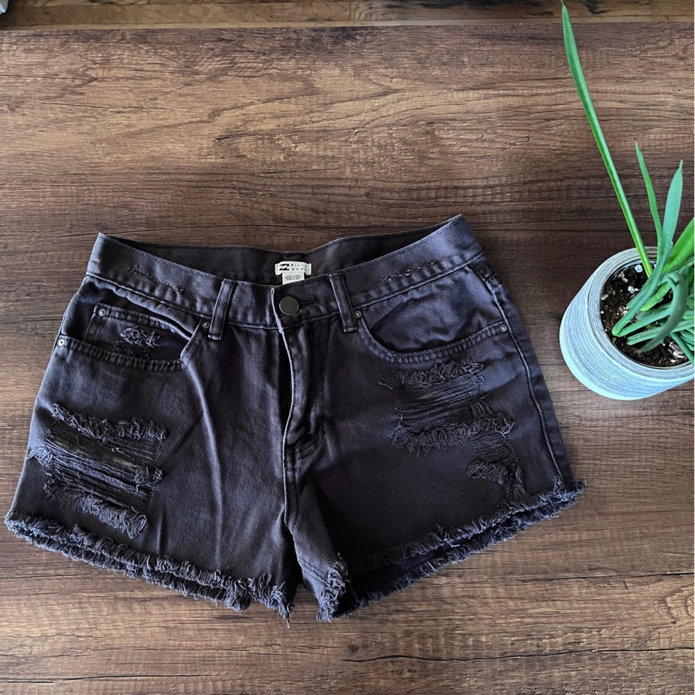 Billabong distressed raw edge slate grey shorts 27w